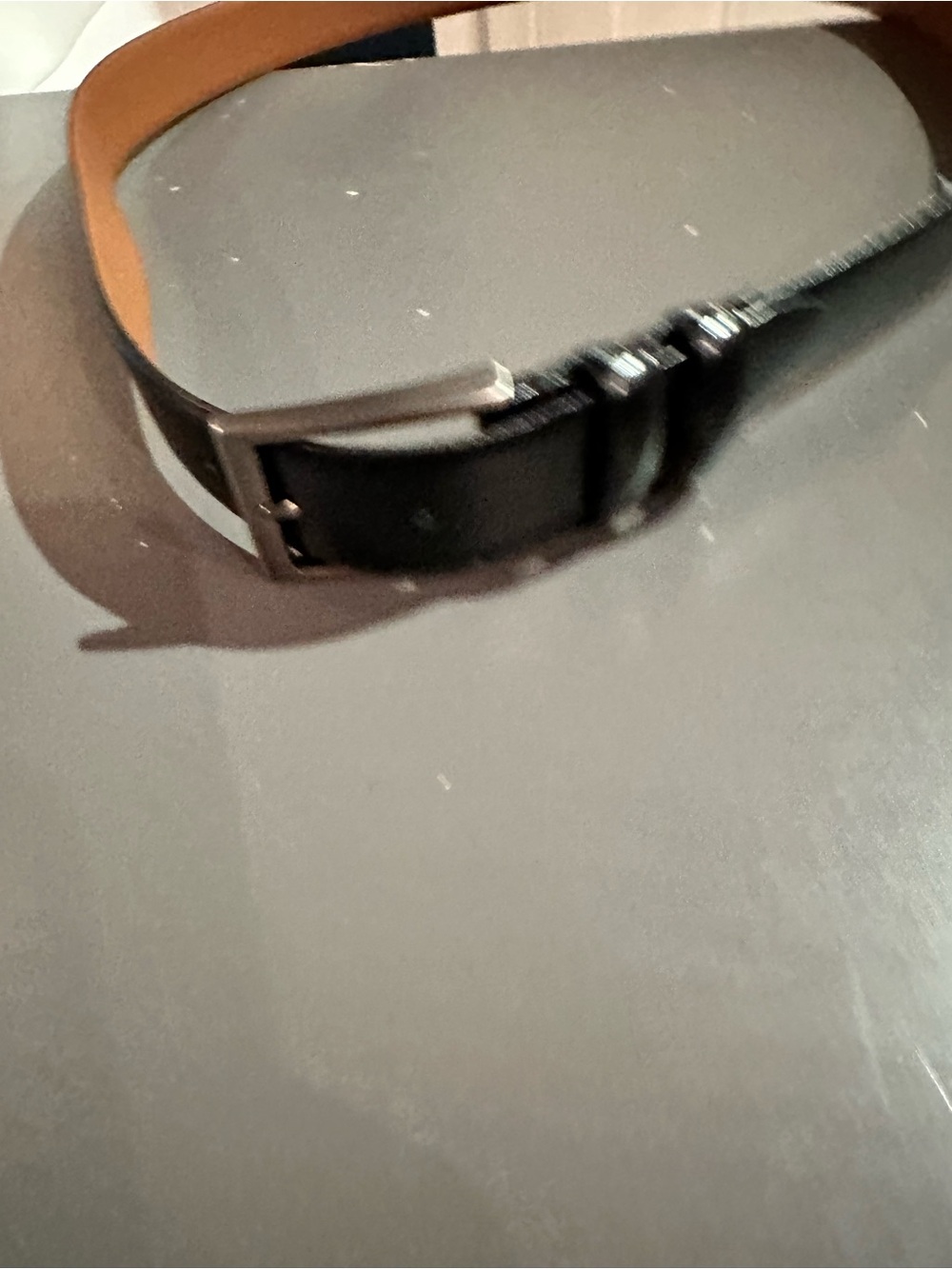 Jos. A. Bank Black Leather Belt with Silver-Tone Buckle and Tan Interior